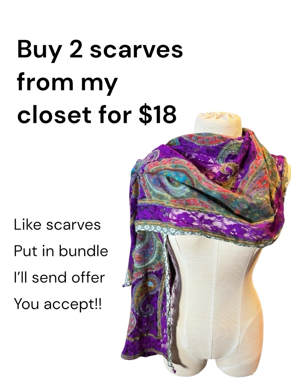 Purple Paisley Lace-inset and Trim Scarf - Women Accessories